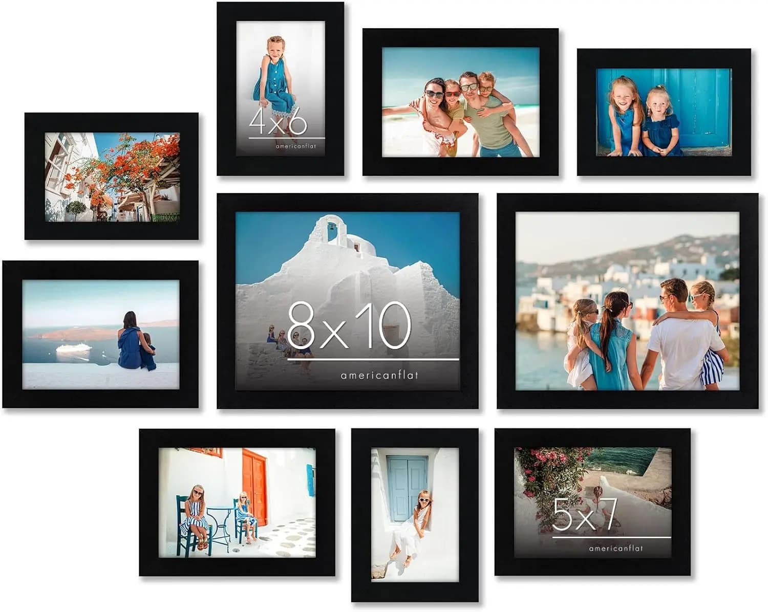 Set of 10 Picture Frames with Shatter-Resistant Glass - Gallery Wall Frame Set with Two 8x10, Four 5x7 and Four 4x6 Frames - Sig