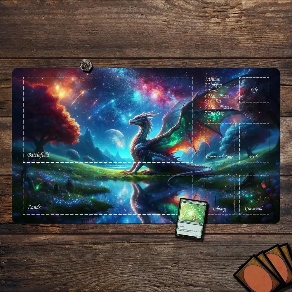 Tappetino da gioco per carte Magic Playmat con zona mtg tappetino Cielo stellato e drago Tappetino da scrivania espansione tastiera tappetino per mouse in gomma antiscivolo