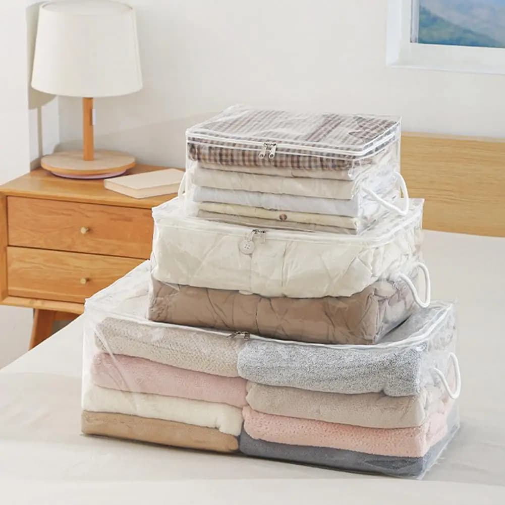 Storage box with reinforced seams folding case capacity Organizer storage bags for wardrobe bed sheets