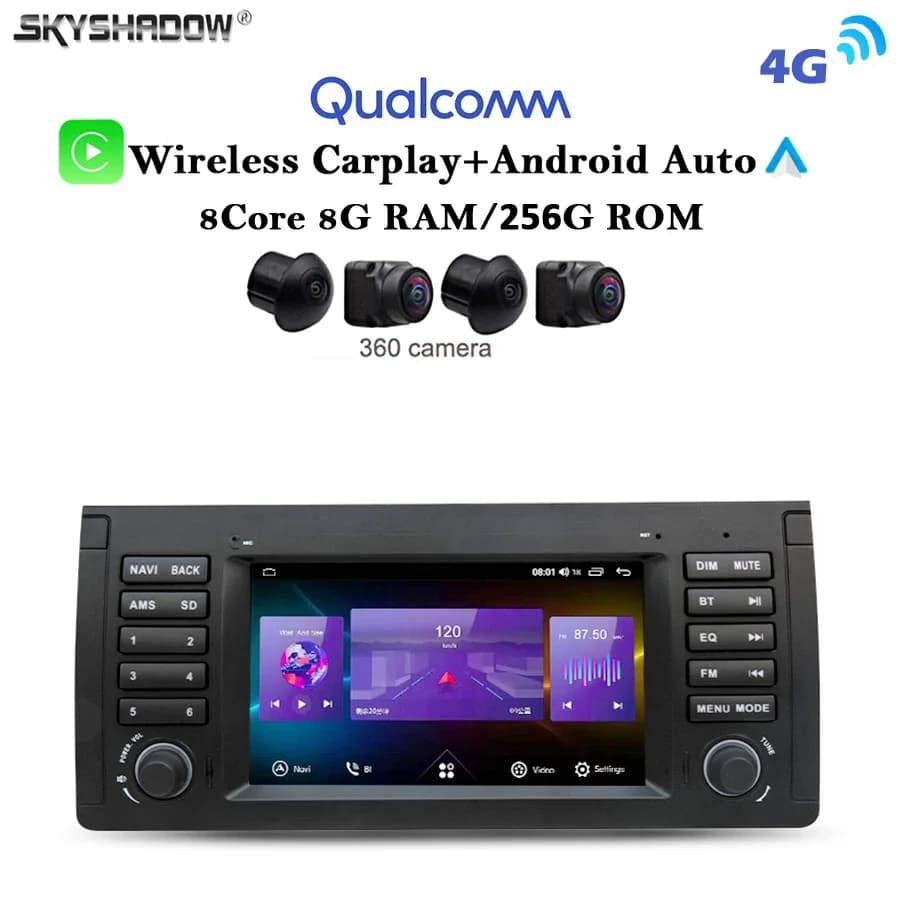 12G + 256G Carplay Auto Android 13.0 IPS DSP Lettore DVD per auto GPS mappa WIFI Bluetooth RDS Radio per BMW M5 E39 X5 E53 Range Rover