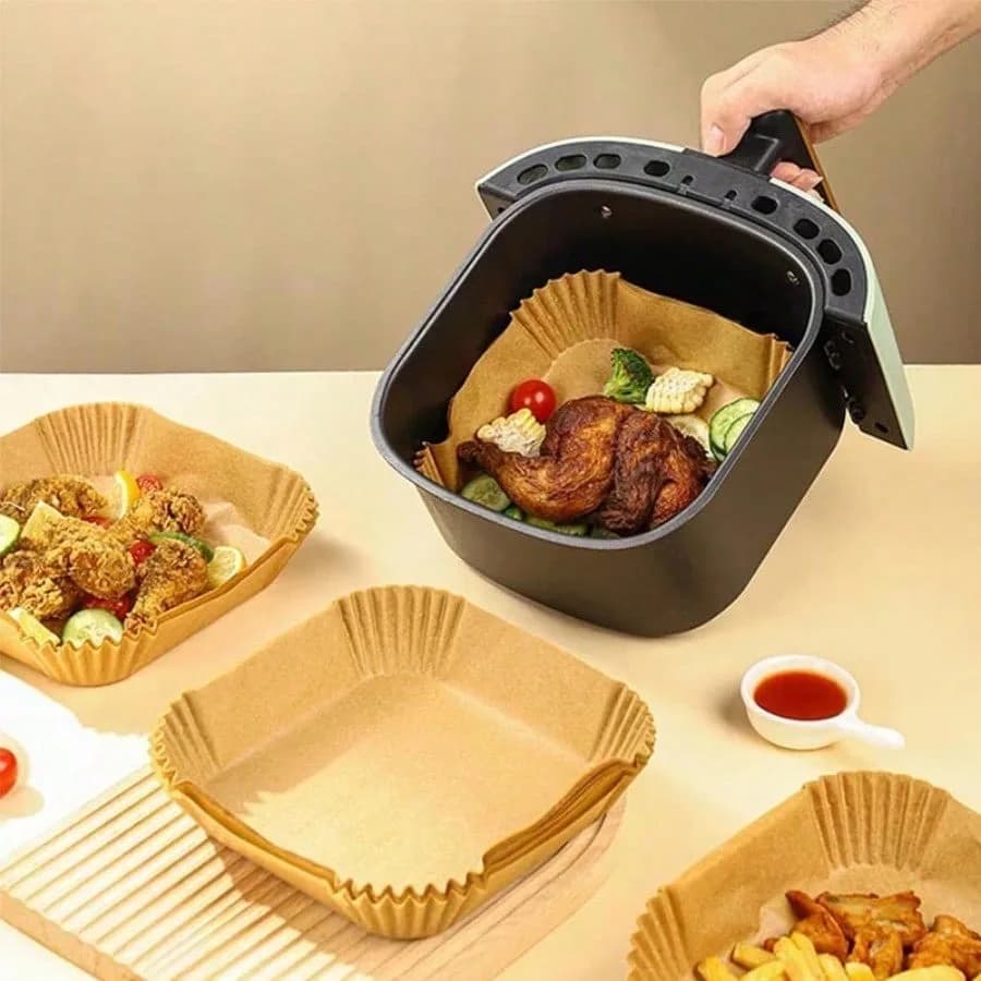 100/50pcs Disposable Square & Round Air Fryer Baking Paper, Non-Stick Cooking Parchment Paper, Kitchen Supplies, Outdoor BBQ, Air Fryer Liners, Air Fryer Paper, Air Fryer, Back To School Supplies, Storage Containers, Kitchen, Home Goods