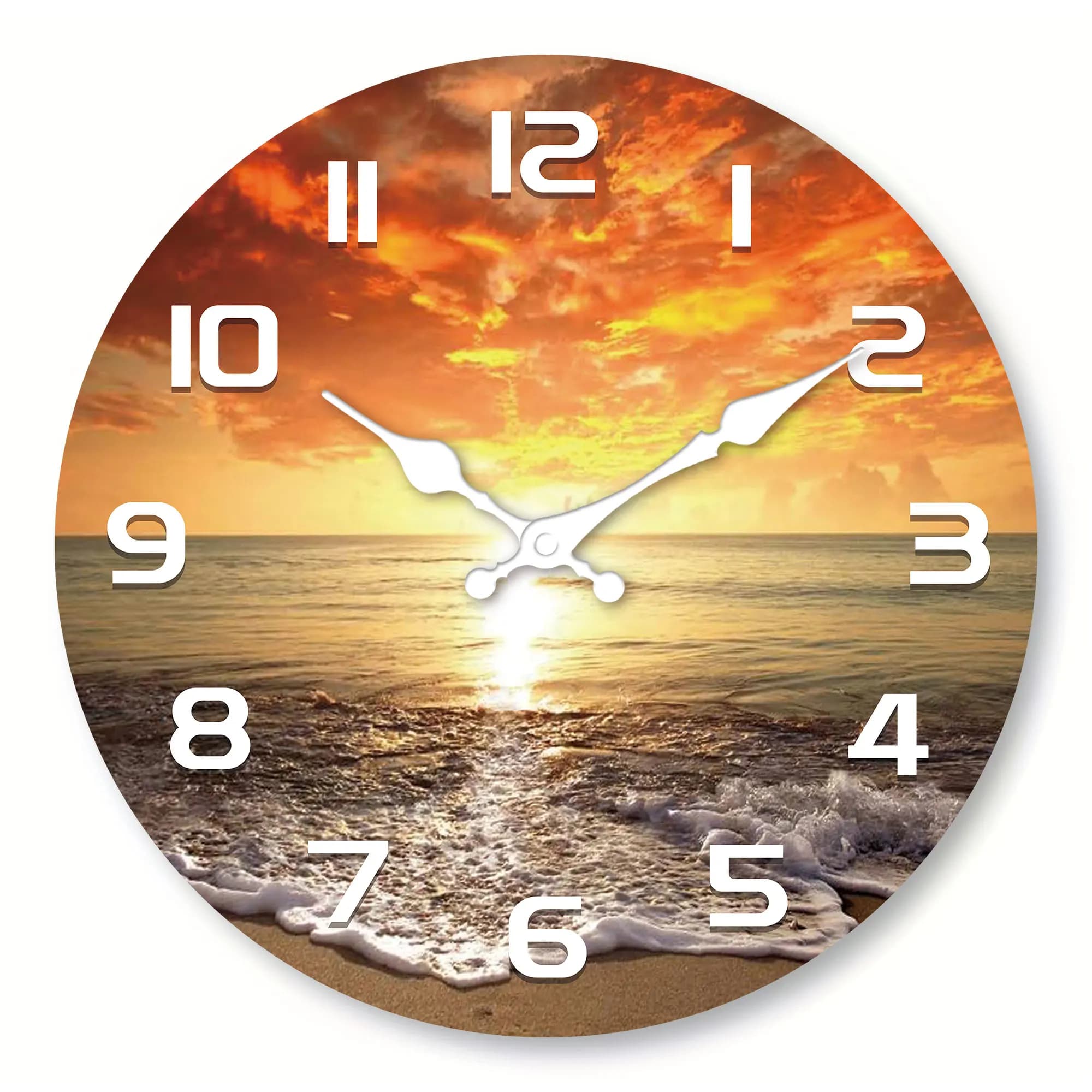 1 orologio da parete decorativo da spiaggia, mare, spiaggia, neon, orologio da parete dal design al tramonto, orologio silenzioso in legno, camera da letto del soggiorno, decorazione della stanza