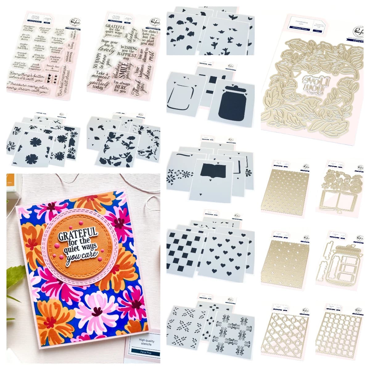 Nuovo Set Completo di Fustelle, Timbri e Stencil Rosa Fresco per San Valentino, per Creazioni Artistiche, Biglietti Fai-da-Te e Scrapbooking