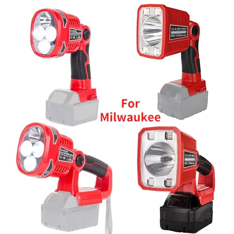 Lampada da lavoro portatile a LED per Milwaukee M&18 Torcia con batteria agli ioni di litio da 18 V con luci a LED Illuminazione esterna (Senza batteria)