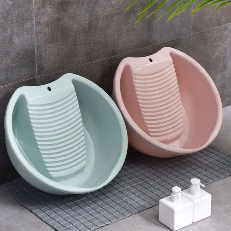 2IN1 Plastic Washboard Basin Plastic Non-Slip Underwear Cleaning Basin Convenient Thickened Laundry Tub For Hand Washing Clothes