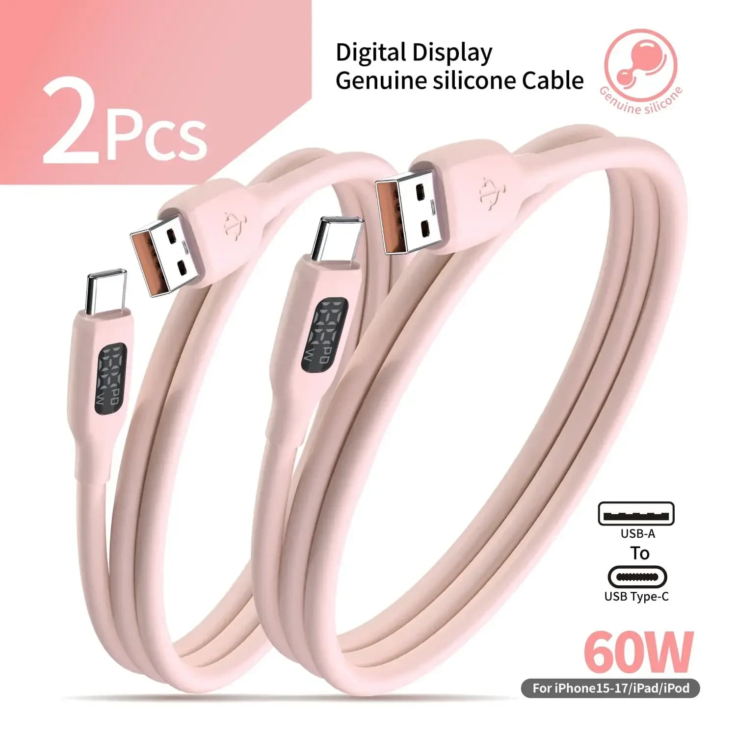 USB A USB C Cable Fast Charging, Type C Charger Cable For iPhone 17 Pro Max Samsung S25 24 Huawei Xiaomi Pixel Android [2Pack]