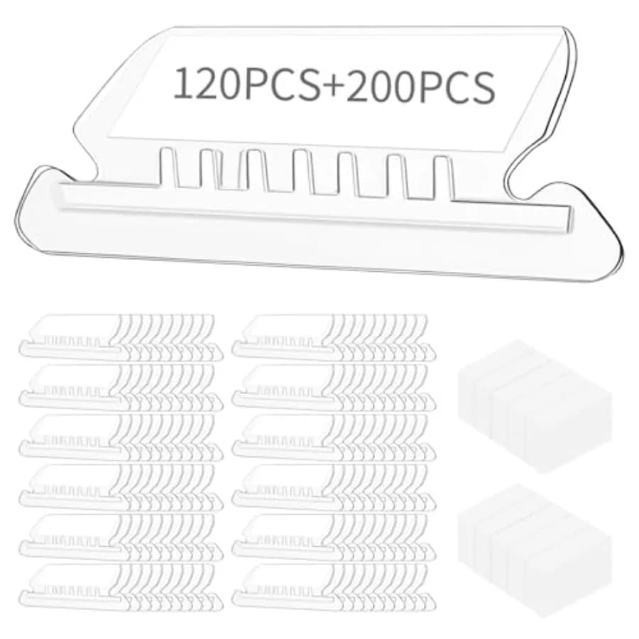 Hanging File Folder Tabs, 120 Pcs File Folder Tabs and 200 Pcs Inserts, File Tabs for Hanging Folders, Plastic Hanging Folder T
