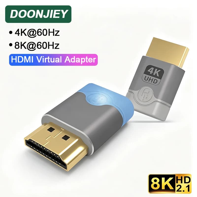 DOONJIEY Adattatore HDMI 8K Compatibile con HDR, Emulatore Display EDID per Monitor Virtuale, Supporta 8K@60Hz 4K@60Hz, Adattatore Ghost Senza Monitor