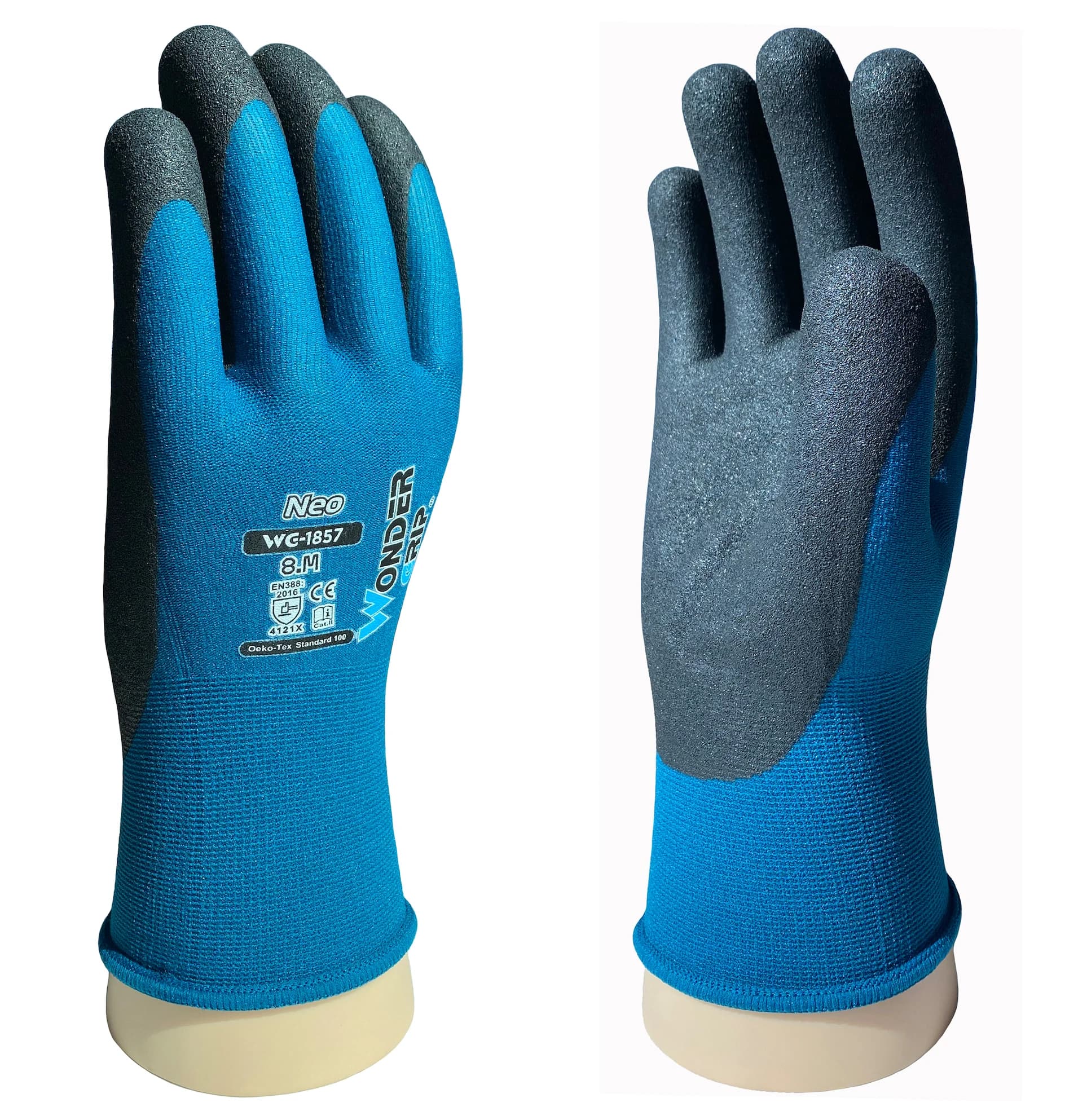 Guanti da lavoro da giardinaggio Guanti di sicurezza da donna WG-1857 Nylon blu Spandex Micro schiuma Nitrile Maxi High Flex Grip Resistente all'abrasione