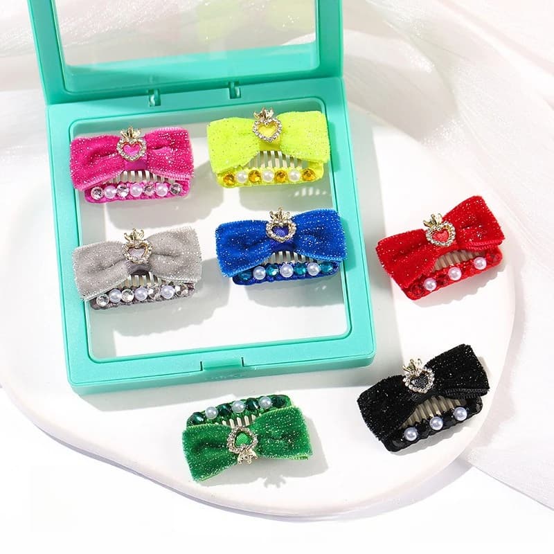 Arco floccato con forcina per animali domestici con perla di diamante Clip Bb per animali domestici Marzis Copricapo per cani e gatti