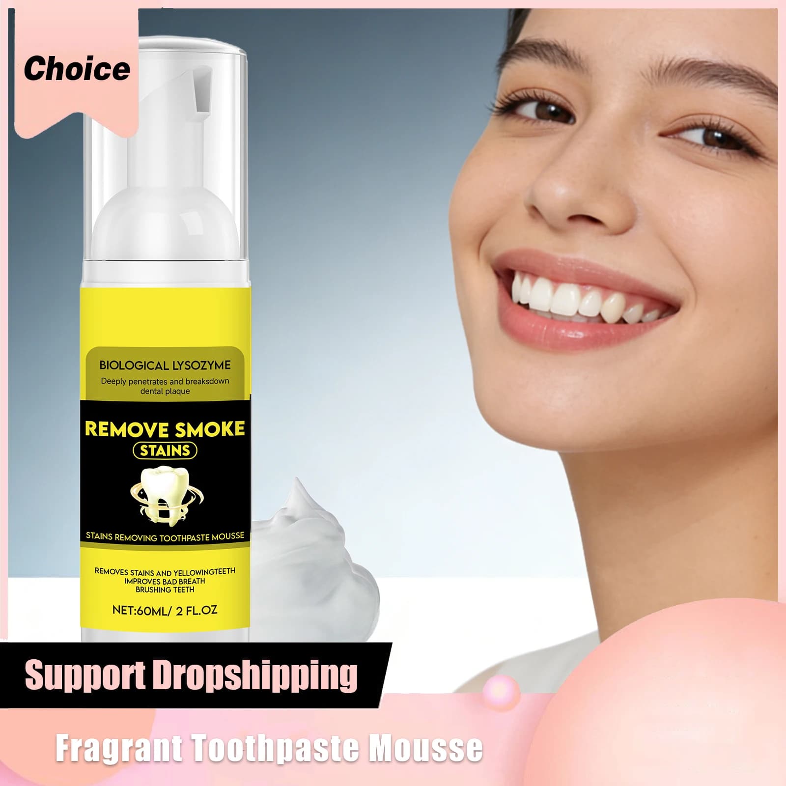 Mousse Dentifricia Profumata Sbiancante Cleaning Deep Remove Macchie Protects the Magive Prevents the Dear Fresh Food Foam for Tooths