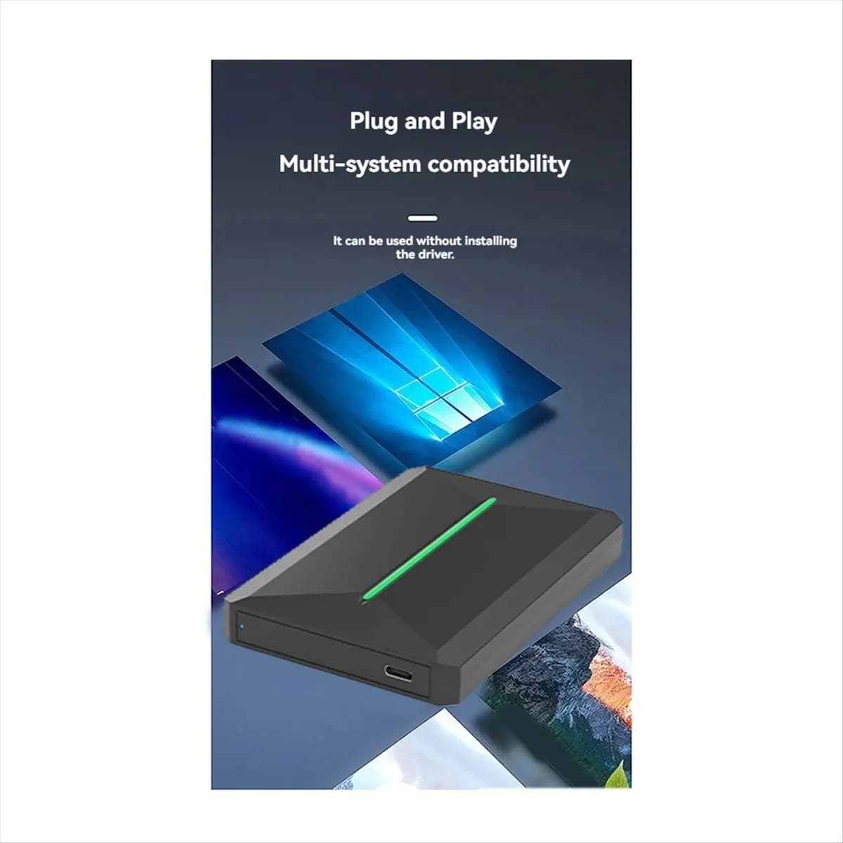 AABFK Custodia SSD USB3.1 SATA da 2,5 pollici Custodia SSD/HDD esterna Laptap per Windows/Mas Os/Linux
