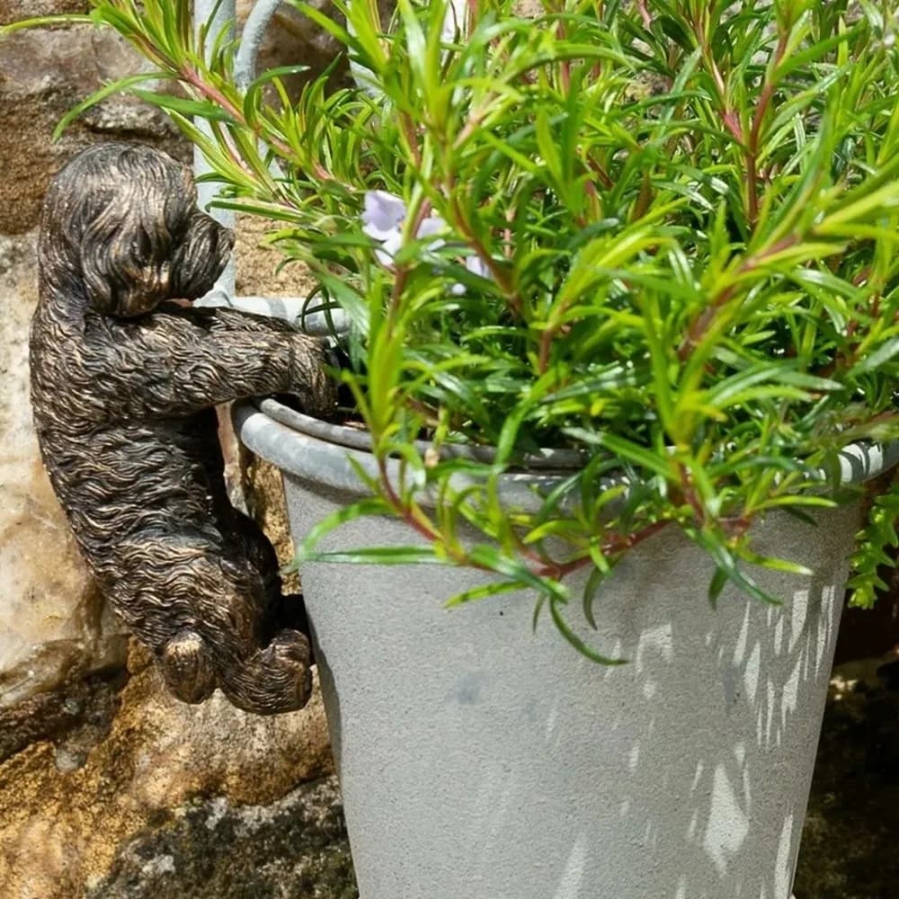 Potted Plant Partner Bronze Gecko Garden Decoration Dog Hanging Decor Puppy Resin Ornament Pot Buddies Gecko