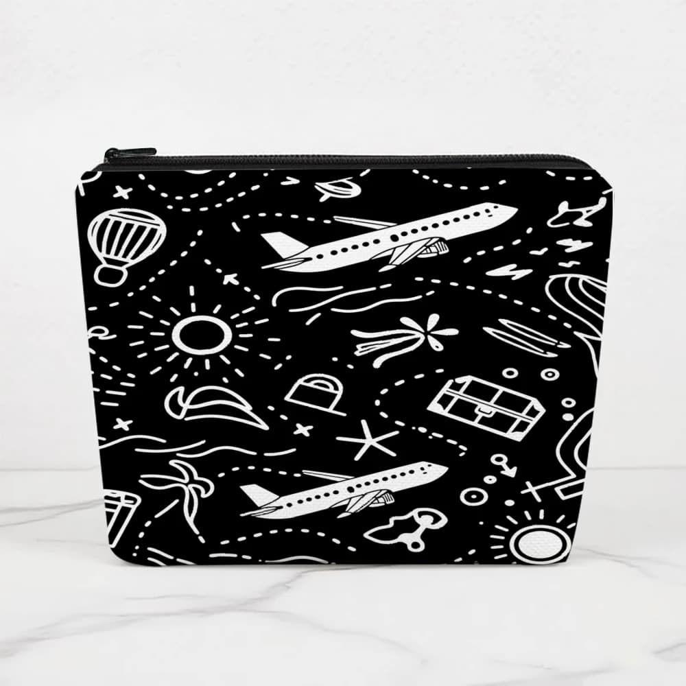 Borse per il Trucco con Motivi di Aeroplani, Palme e Palloncini per Ragazze, Astuccio per Cosmetici, Borsa da Toilette, Astuccio per Matite, Contenitore da Viaggio