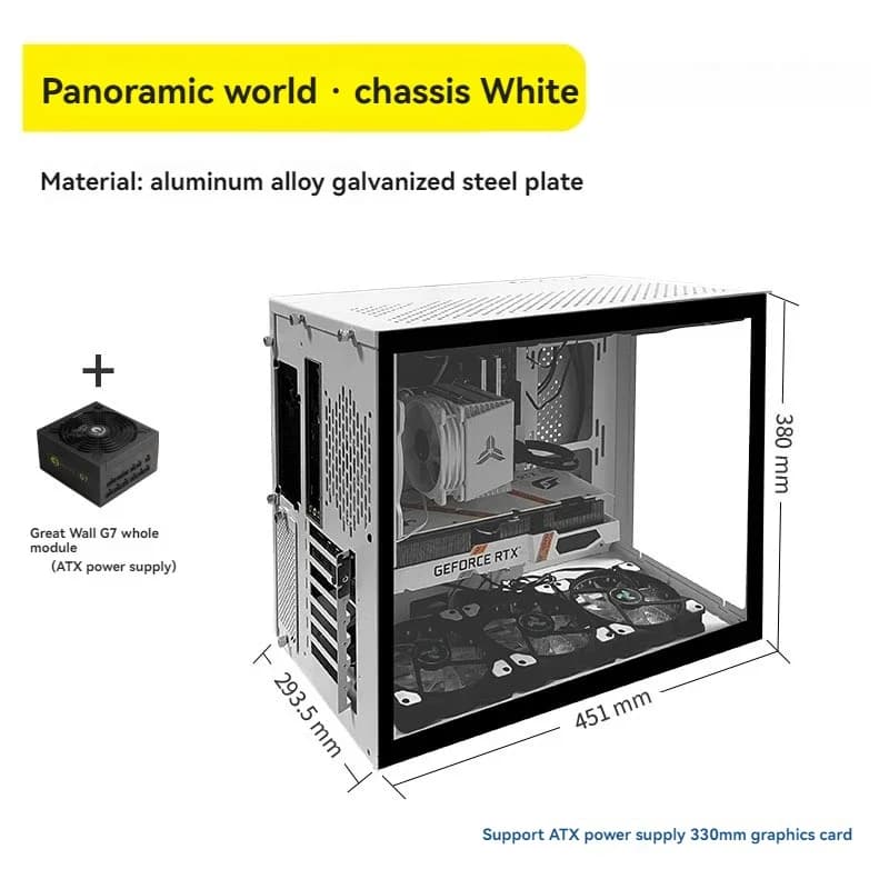Aggiorna la custodia del computer Desktop Full Side Gioco trasparente Raffreddato ad acqua ATX Scheda grande Topline Itx Case Sea View Room Case