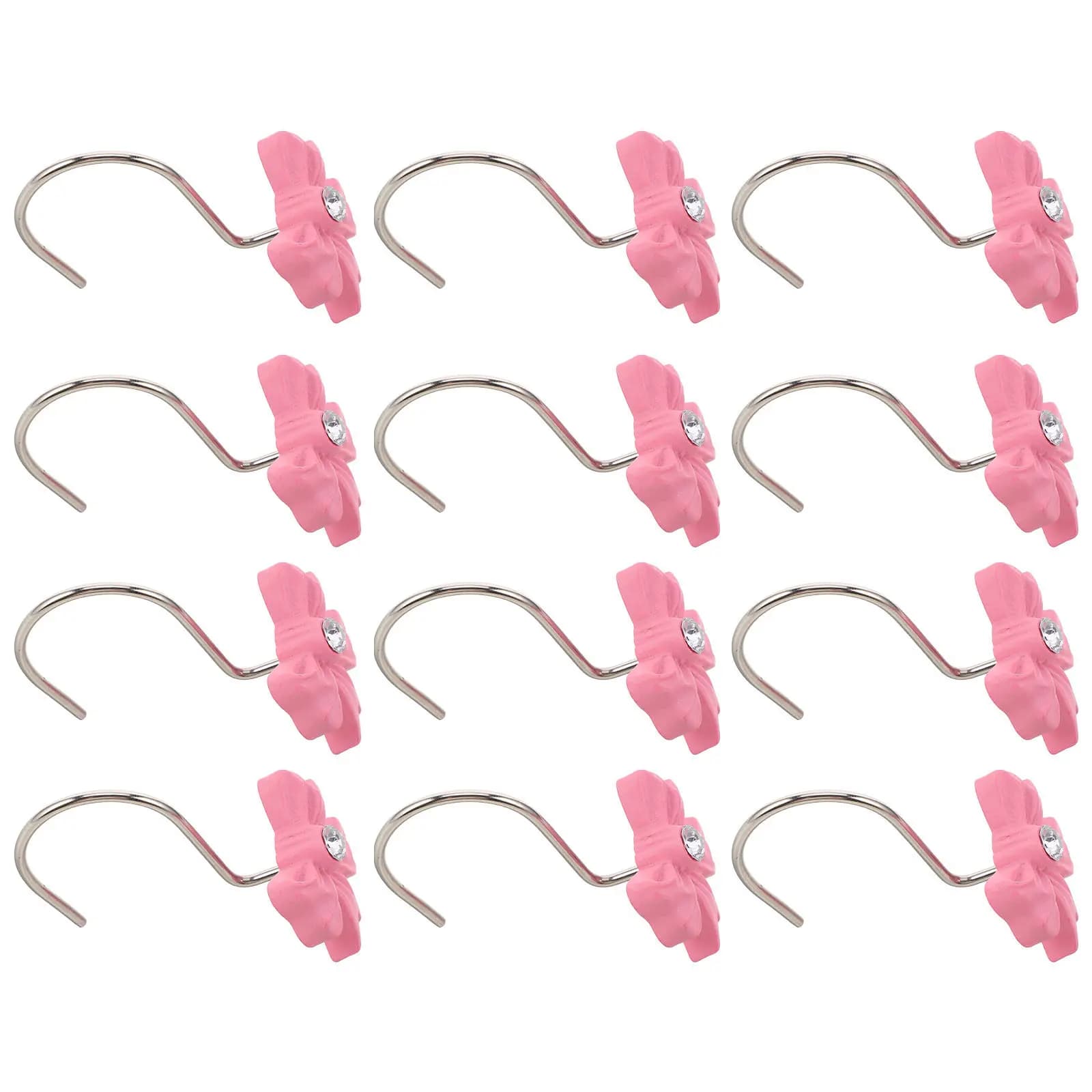 12Pcs Bow Shower Curtain Hooks Resin Material Strong Load Bearing Decorative Curtain Rings for Bathroom Living Room Nursery Bow