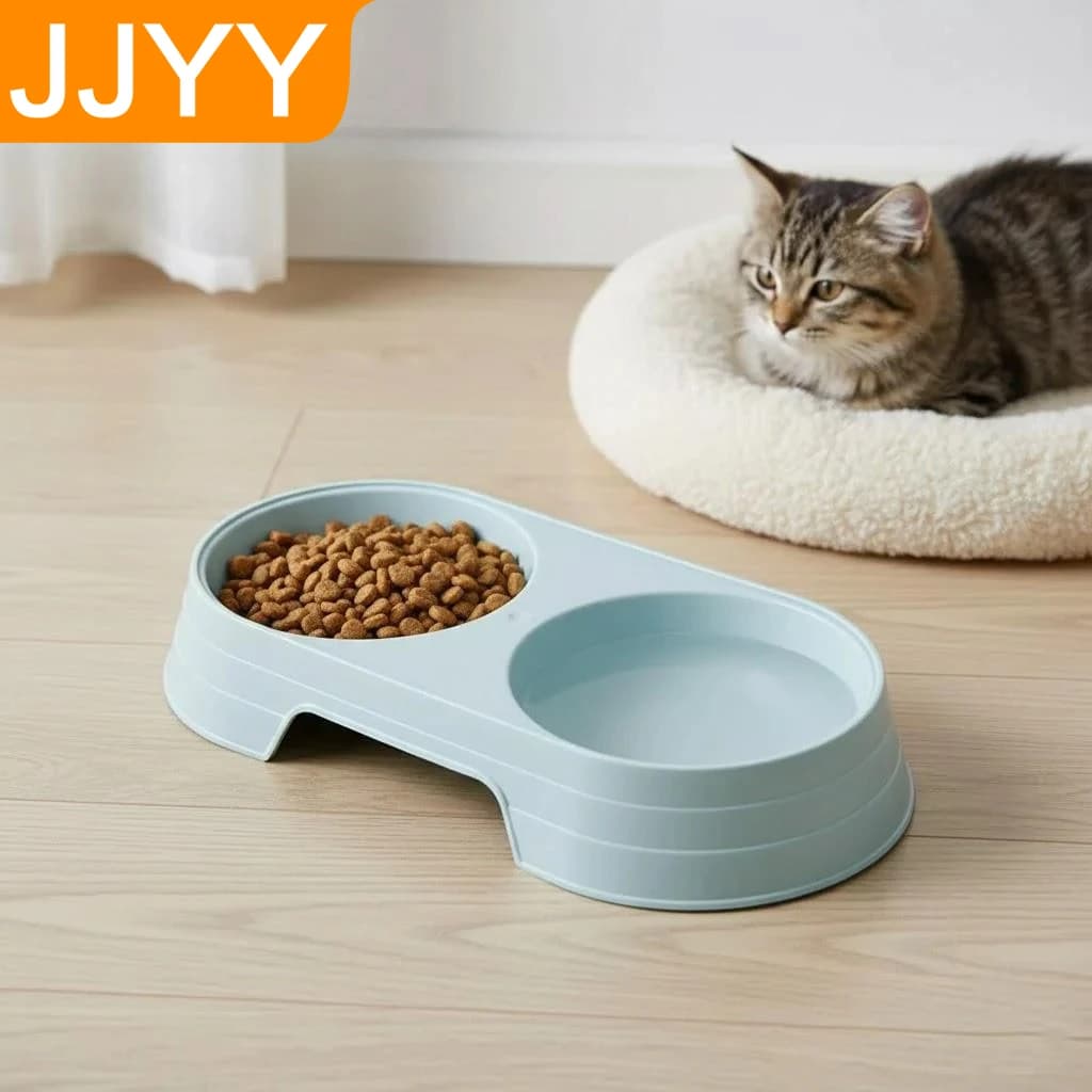 Ciotole Doppie 2 in 1 per Animali Domestici in Paglia di Grano, Utensili Ovali per Cibo e Acqua per Cani e Gatti, Ciotola Multifunzione