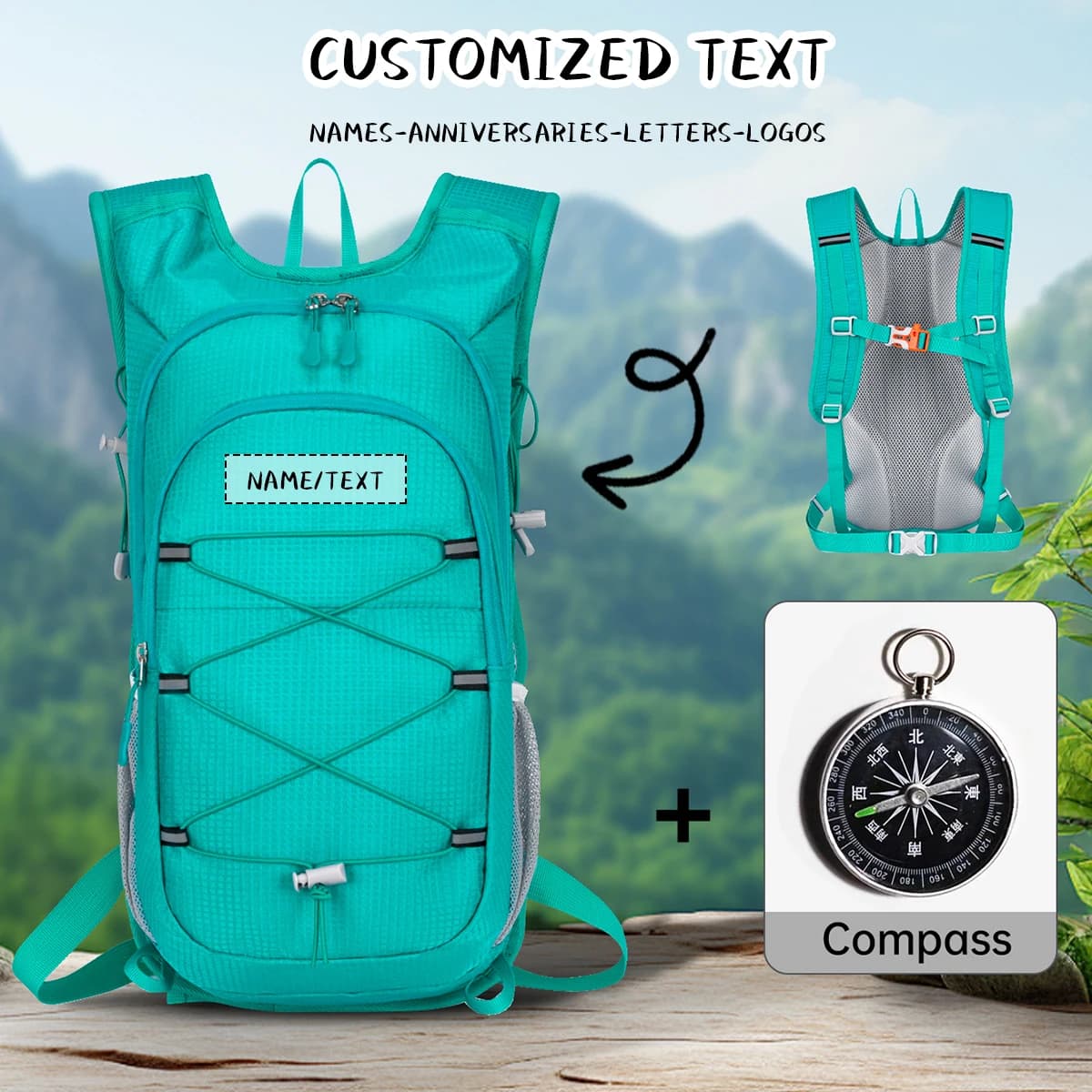 Customizable Hiking Backpack with Logo, Small Sizes Light Backpack for Running, Ultra-Light Multifunctional Bag for Road Bike, Custom Fa-da-da- ♪