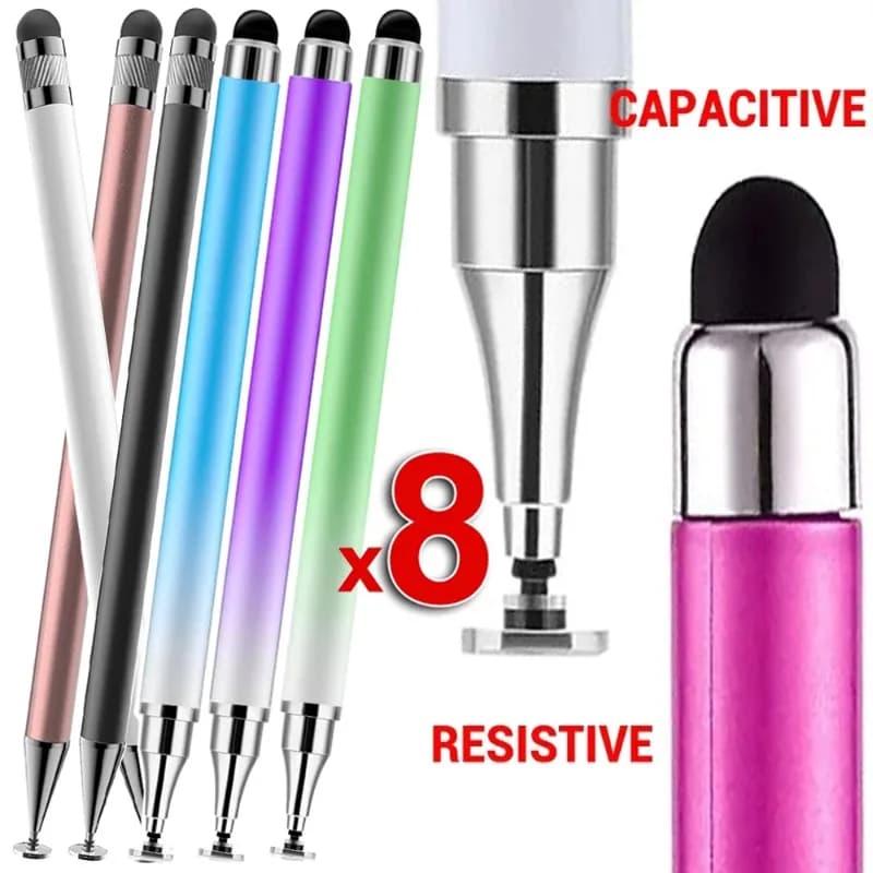 8-1PCS Penna stilo universale a doppia testa per iPad Tablet Android iOS Telefono Disegno Scrittura Touch screen capacitivo Penne stilo
