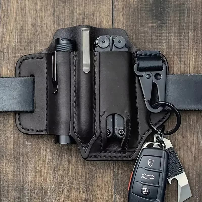 1/2Pcs Tactical Multi-functional Tool Belt Leather Bag Portable Tool Storage Bag Outdoor Camping Hunting Waist Leather Pocket