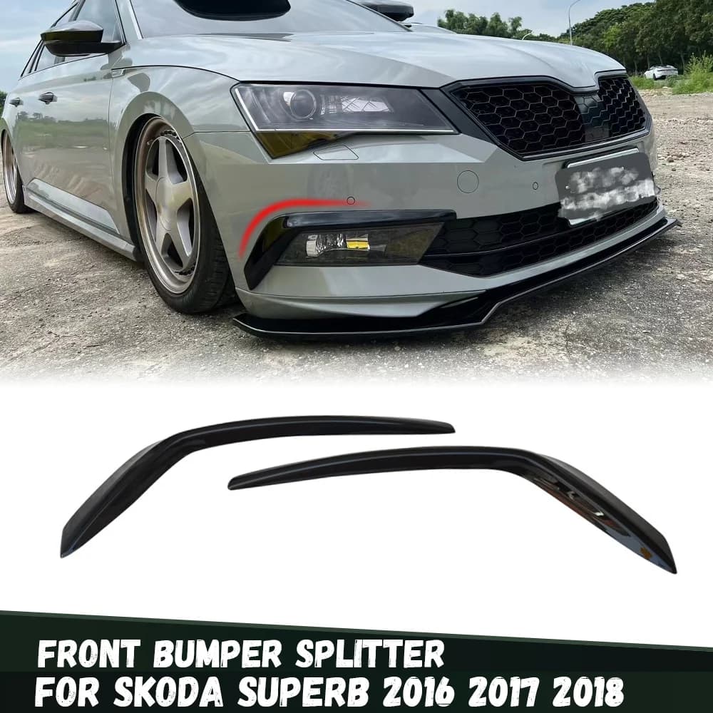 Per Skoda Superb 2016 2017 2018 Paraurti Anteriore Splitter Fendinebbia Sopracciglia Spoiler Trim Decorativo Tuning Diffusore Body Kits