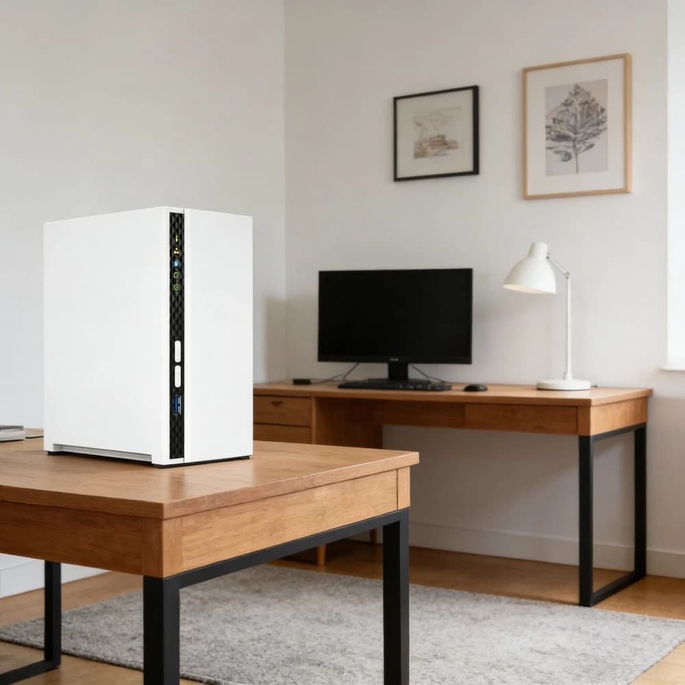 NAS Desktop a 2 Bay con CPU Quad Core ARM Cortex A55, 2GB RAM DDR4, Storage di Rete Senza Dischi