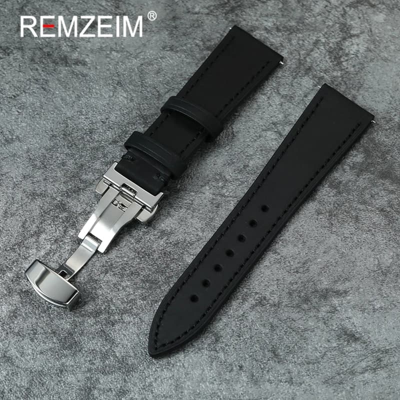 Cinturini in pelle di vitello a sgancio rapido 18mm 20mm 22mm Cinturino Smartwatch Donna Uomo Chiusura a farfalla Accessori per orologi