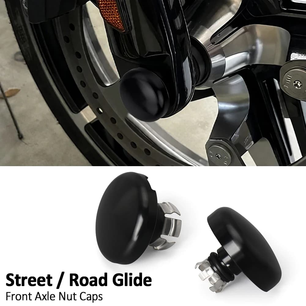 Moto Nero Bullone Copertura Assale Anteriore Dado Coperture Per Touring CVO Street Glide Road Glide FLHX FLTRX FLHXU 2023 2024 2025