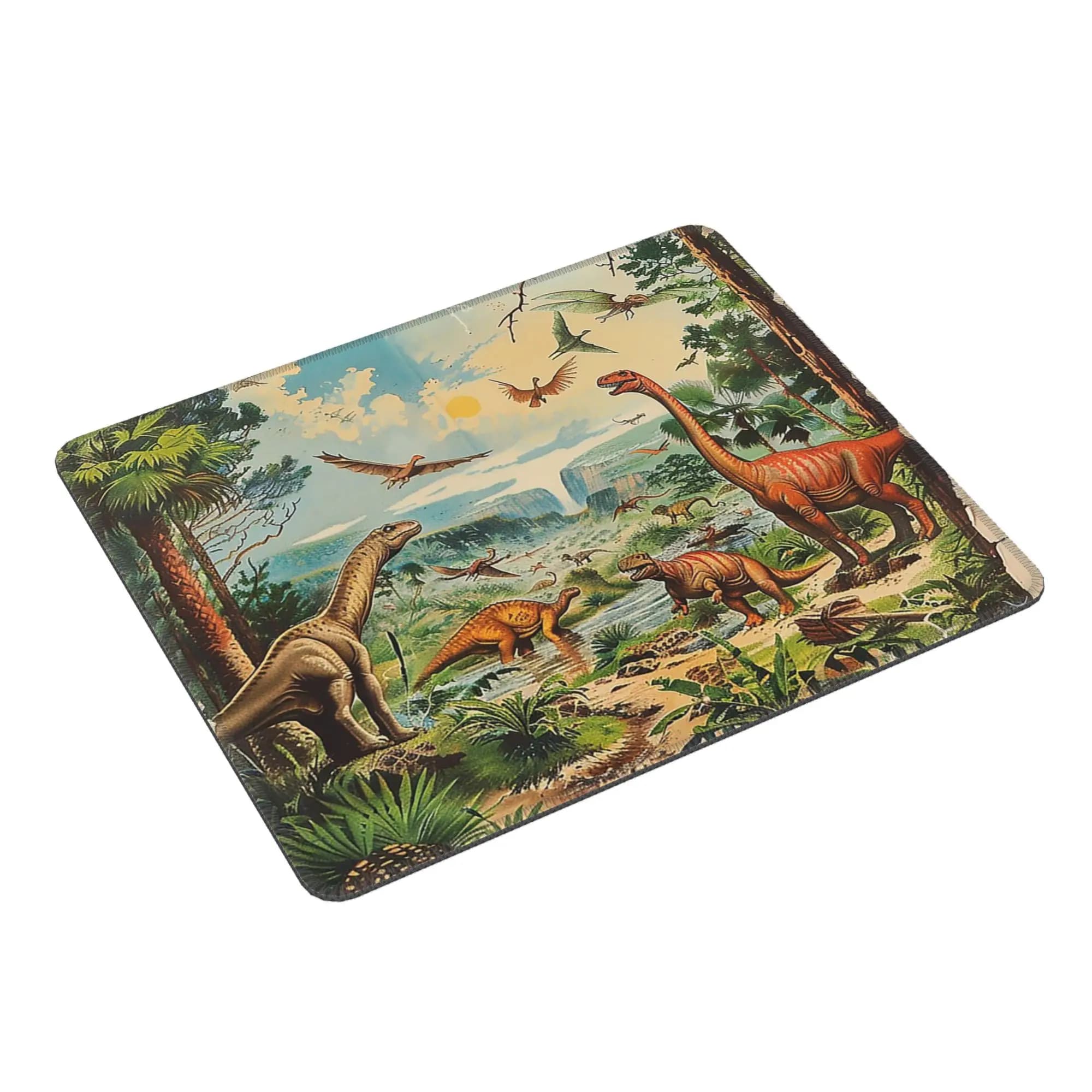 Tappetino per mouse con scena di dinosauro nella foresta, tappetino per tastiera del computer, tappetino per mouse, tappetino da gioco per PC, tappetino da scrivania per laptop, tappetini da tavolo per ufficio