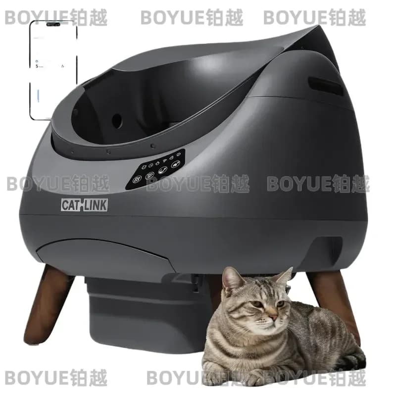 Self Cleaning Automatic Cat Litter Box Open Top 5G 2.4G WiFi Anti-Pinch AI Health Monitor App Odor Free Large Single-Cat,