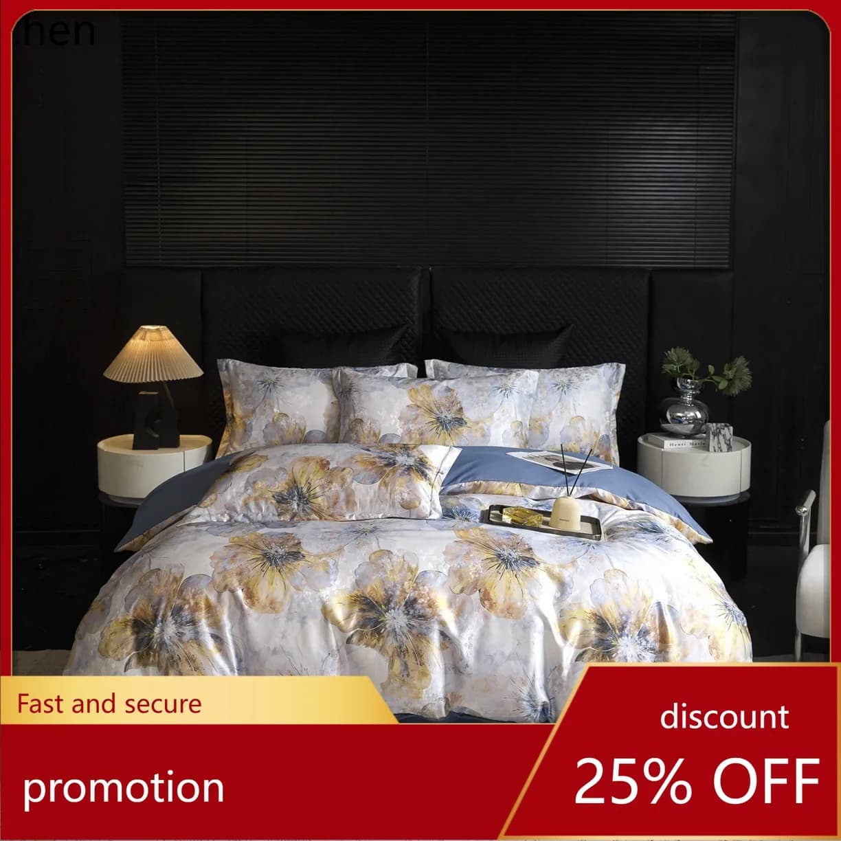 Set di biancheria da letto in cotone a quattro pezzi stampato YFY, set di lenzuola a quattro pezzi, copripiumino, accessori per la biancheria da letto