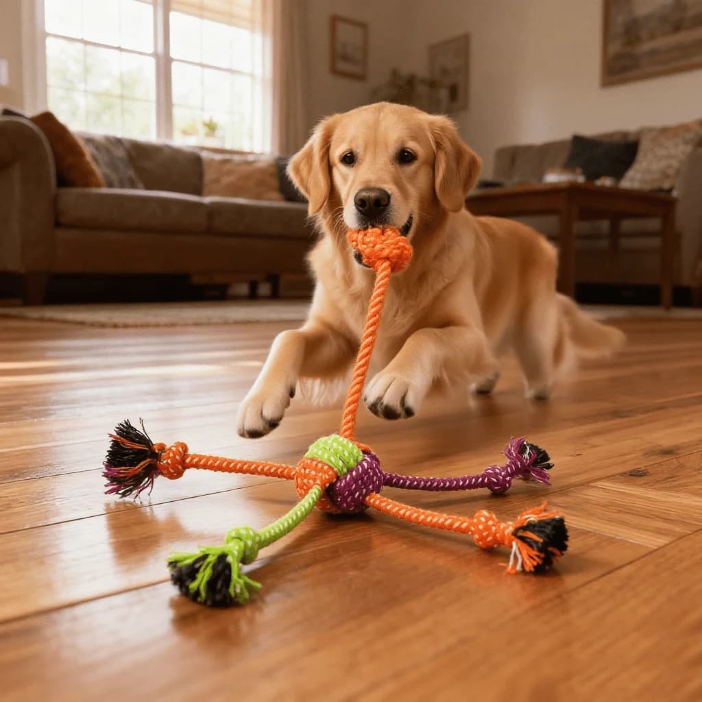 Giocattolo di corda per cani di Natale, giocattolo da masticare con nodo multi-gamba per cani, giocattolo interattivo festivo per animali domestici per rimorchiatore di guerra e pulizia dei denti, regalo di Natale