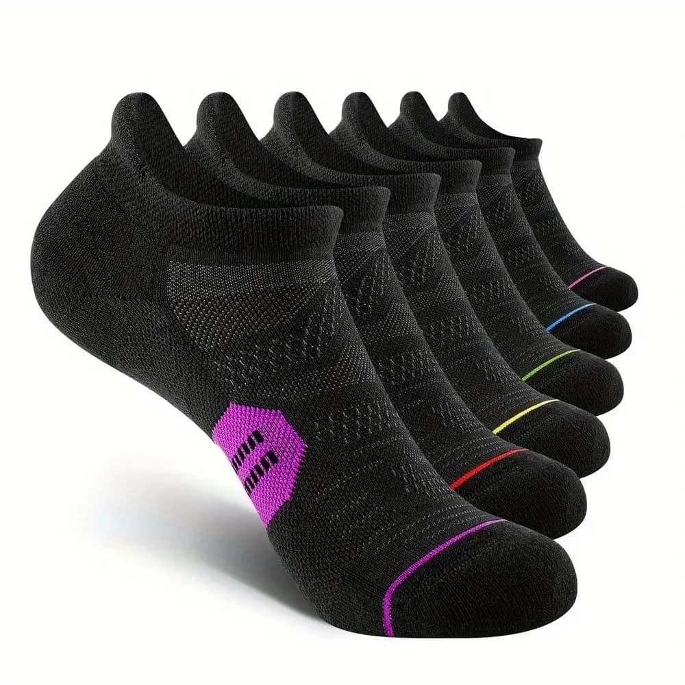 6 Pairs Women's Cushioned Ankle Compression Socks, Low-Cut Athletic Tab Socks with Arch Support for Running and Gym Wear, Compression Stockings