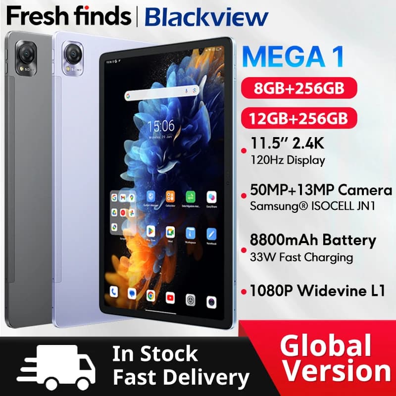 Blackview MEGA 1 tablet 11.5" 2.4K 120Hz Display 50MP Fotocamera 12GB 256GB 8800mAh 33W Ricarica Widevine L1 Android Pad PC