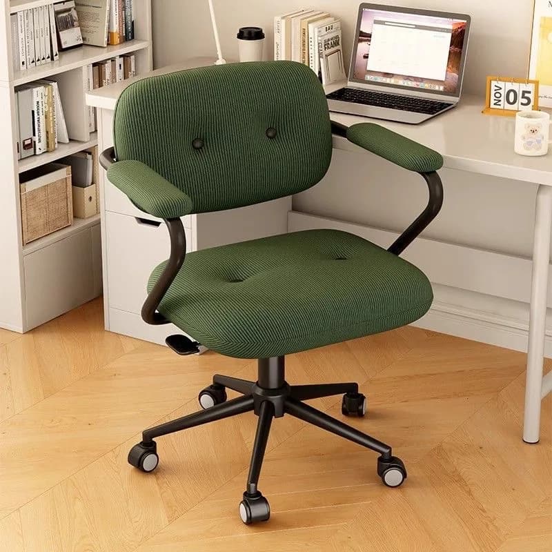 Sedia da Ufficio Girevole in Velluto a Coste, Sedia da Computer con Rotelle, Sedia da Studio per Dormitorio, Sedia Ergonomica, Cuscino in Spugna ad Alta Resilienza