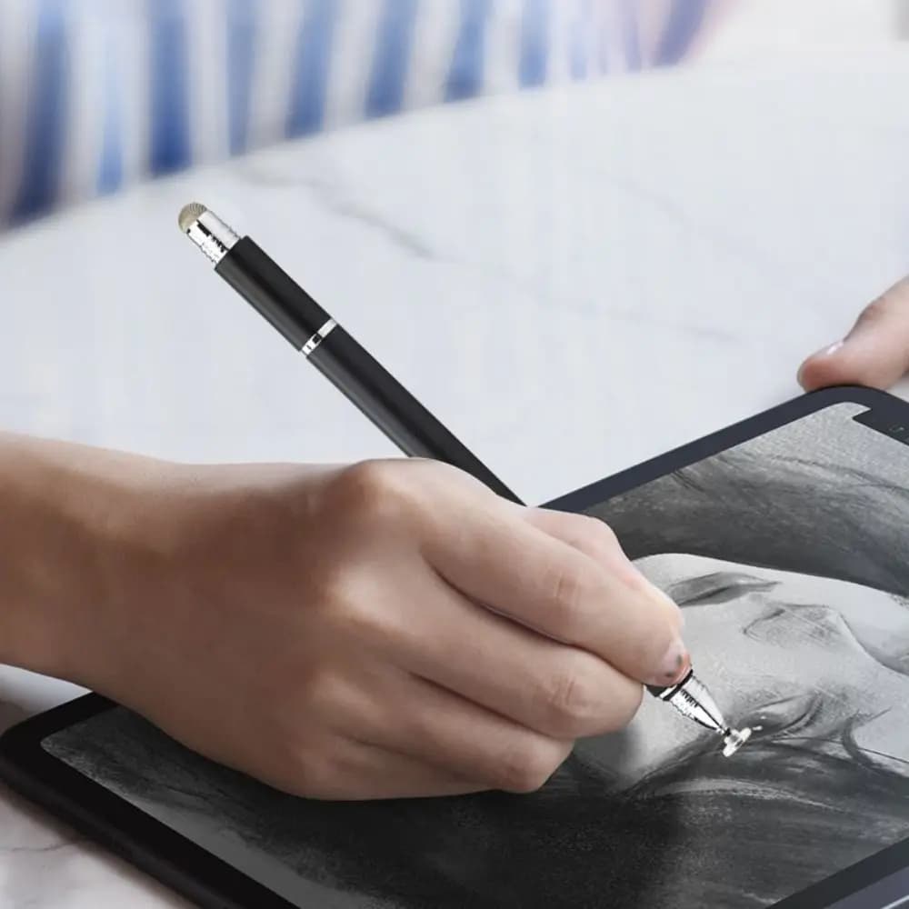 Penna Universale in Metallo per Touch Screen, Stilo Capacitivo 2 in 1 per Tablet e Smartphone