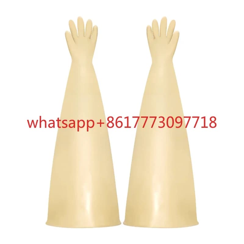 Guanti per guanti a braccio lungo in lattice extra spesso da 2 mm, fabbrica di batterie, macchina liquida da laboratorio, corrosione acida e alcali