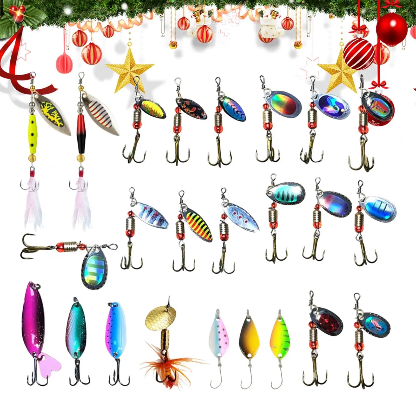 Advent Calendar for Fishing Equipment 24 Day Advent Calendar Fishing Equipment Box Creative Christmas Gifts Countdown for Men and Kids