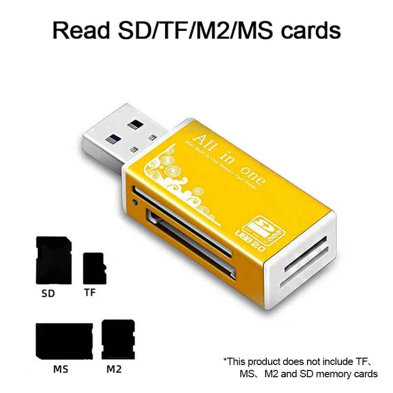 Lettore di schede in lega 4 porte USB 2.0 Micro SD TF M2 MS Pro Duo MMC SDHC DV Adattatore per scheda di memoria per fotocamera del telefono