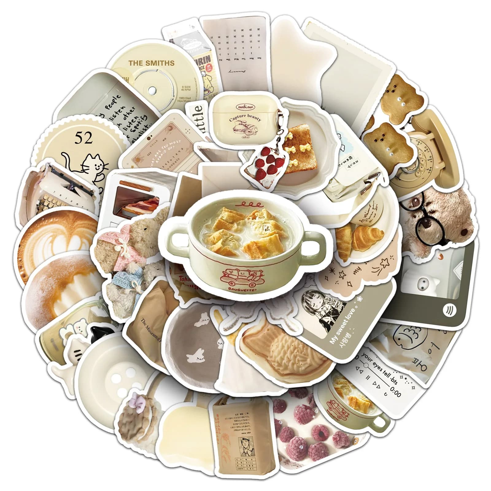50Pcs Oat Latte Dessert Stickers for Decoration Water Bottle Bike Skateboard Luggage Toy Snowboard Helmet motorcycle Gifts