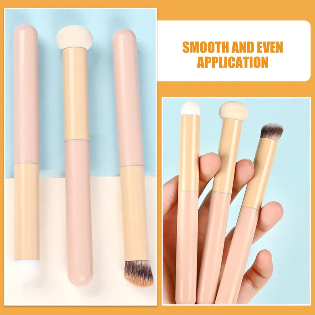 Set di 3 Pennelli Correttore con Testa in Spugna Morbida, Applicatore per Fondotinta Sotto gli Occhi, Spugna Correttore per un Finish Naturale