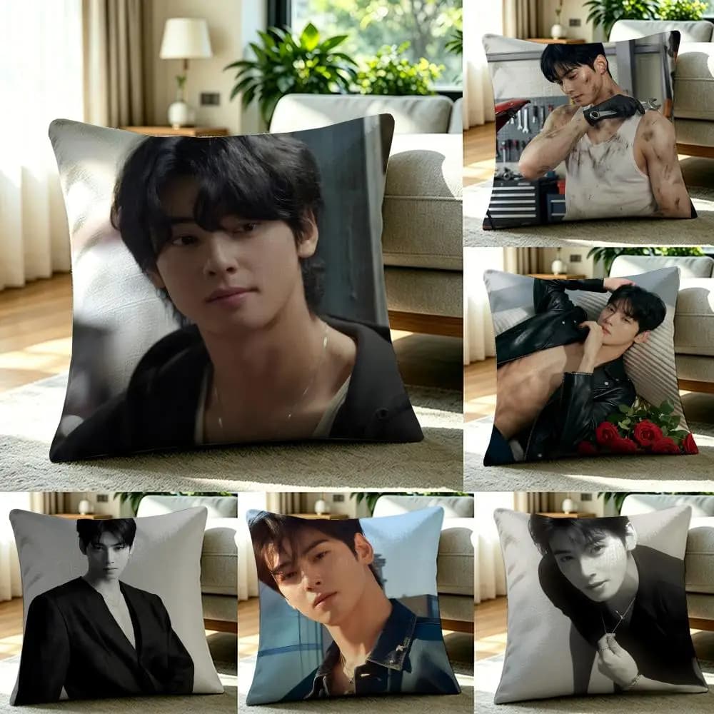 Set di Federe per Cuscini C-Cha E-Eun U-Woo in Lino Naturale, Decorazione Tutto-in-Uno per Divano, Camera da Letto e Sedia