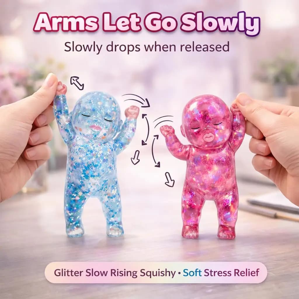 Slow Rebound Squishy 1pc Glitter Silicone Baby Squeeze Toys Stress Relief Fidget Toys Soft Satisfying Texture For Toddler Kids