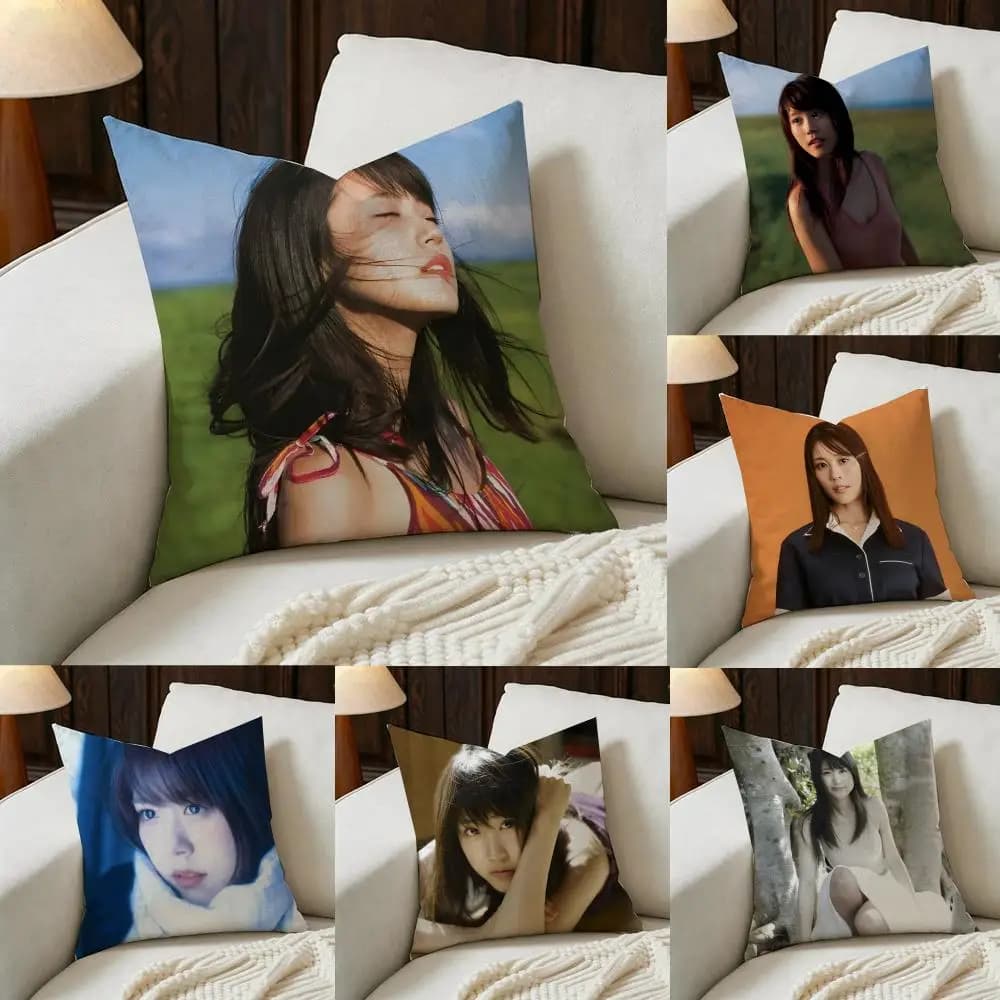 Actress K-Kasumi A-Arimura Cushion Cover Natural Linen Pillowcase Set, All-in-One Decor for Sofa, Bedroom & Chair