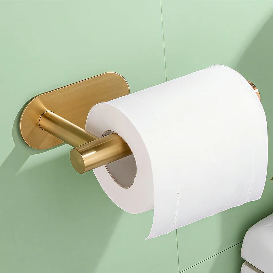 Brushed Gold Paper Holder Adhesive Stainless Steel White Black Lavatory Bathroom Toilet Paper Towel Hanger WC Tissue Roll Rack