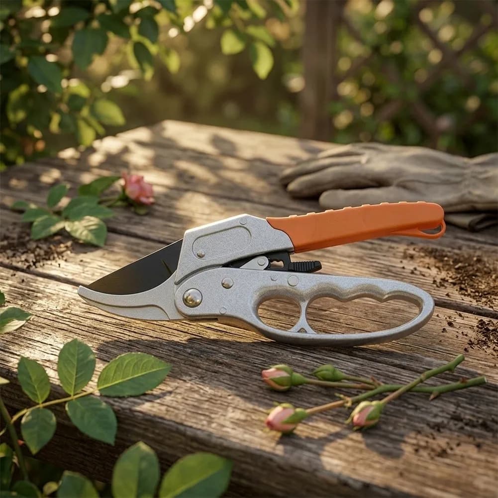 Garden Pruning Shears Featuring Aluminum Frame and Manganese Steel Blade Assembly for Reliable Outdoor Maintenance