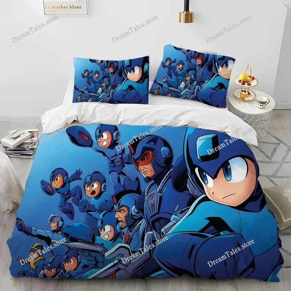 Set di Biancheria da Letto Mega Man X DiVE, Disponibile in Varie Misure, Set Copripiumino per Adulti e Ragazzi, Set Lenzuola 3D Anime
