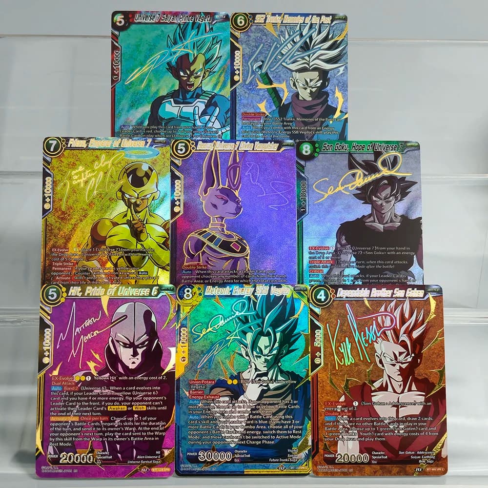 Carte da Gioco Anime in Inglese Autentiche Dragon Ball Super Masters: Son Goku, Vegito, Gohan, SS2, Trunks, Frieza, Beerus - Edizione Limitata