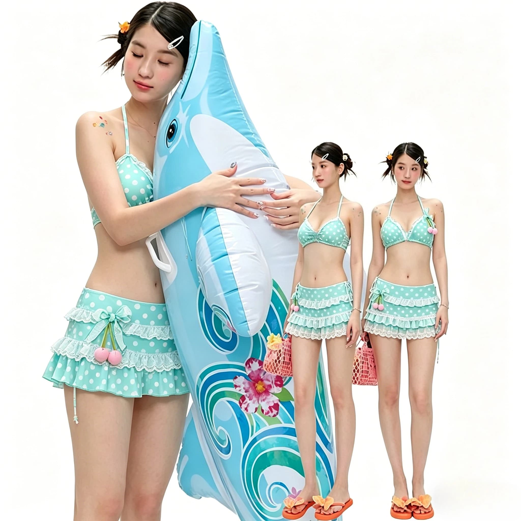 Completo Bikini Estivo a Pois da Donna, 2 Pezzi, Halter Neck, Vita Alta, Push-Up, Stile Spiaggia, Abbigliamento Donna
