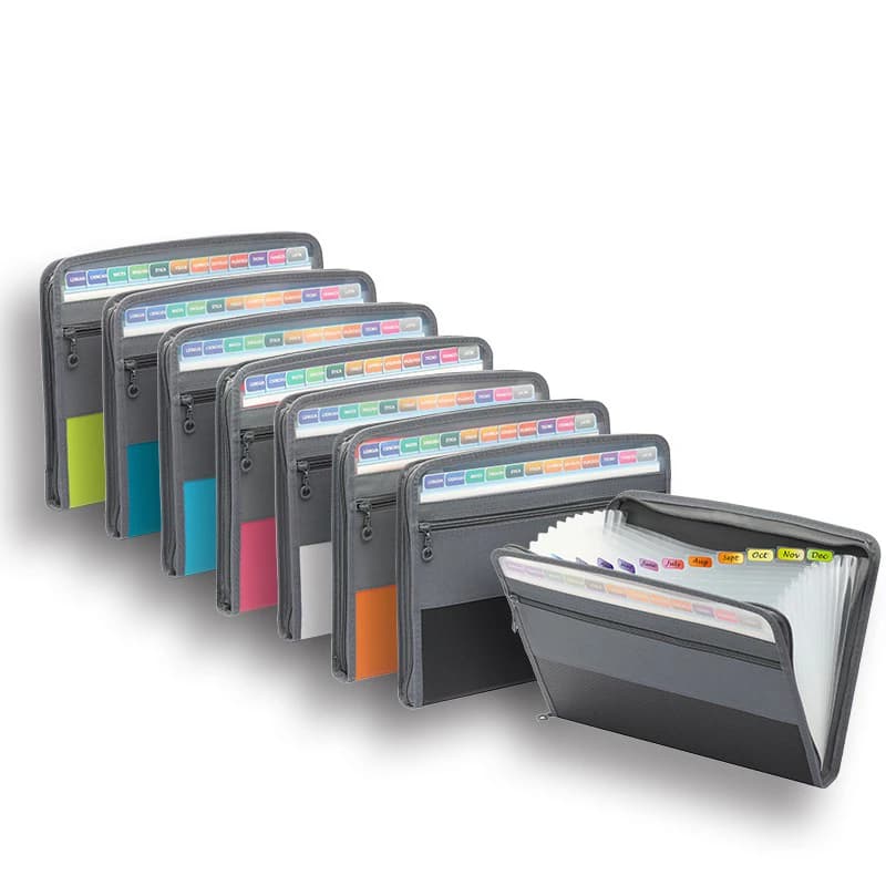 Organizzatore di file per fisarmonica con cerniera sicura, cartella di file espandibile a 13 tasche con astuccio frontale, materiale scolastico per ufficio